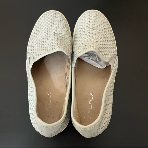 J Slides Justine Basket Weave Leather Slip On Sneakers - Picture 6 of 13